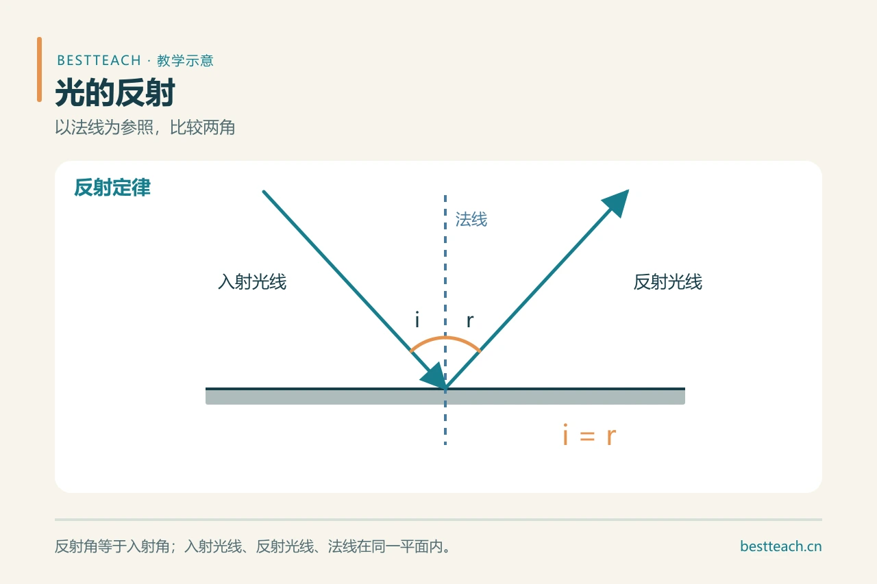 《光的反射》教学设计｜三线两角一图清